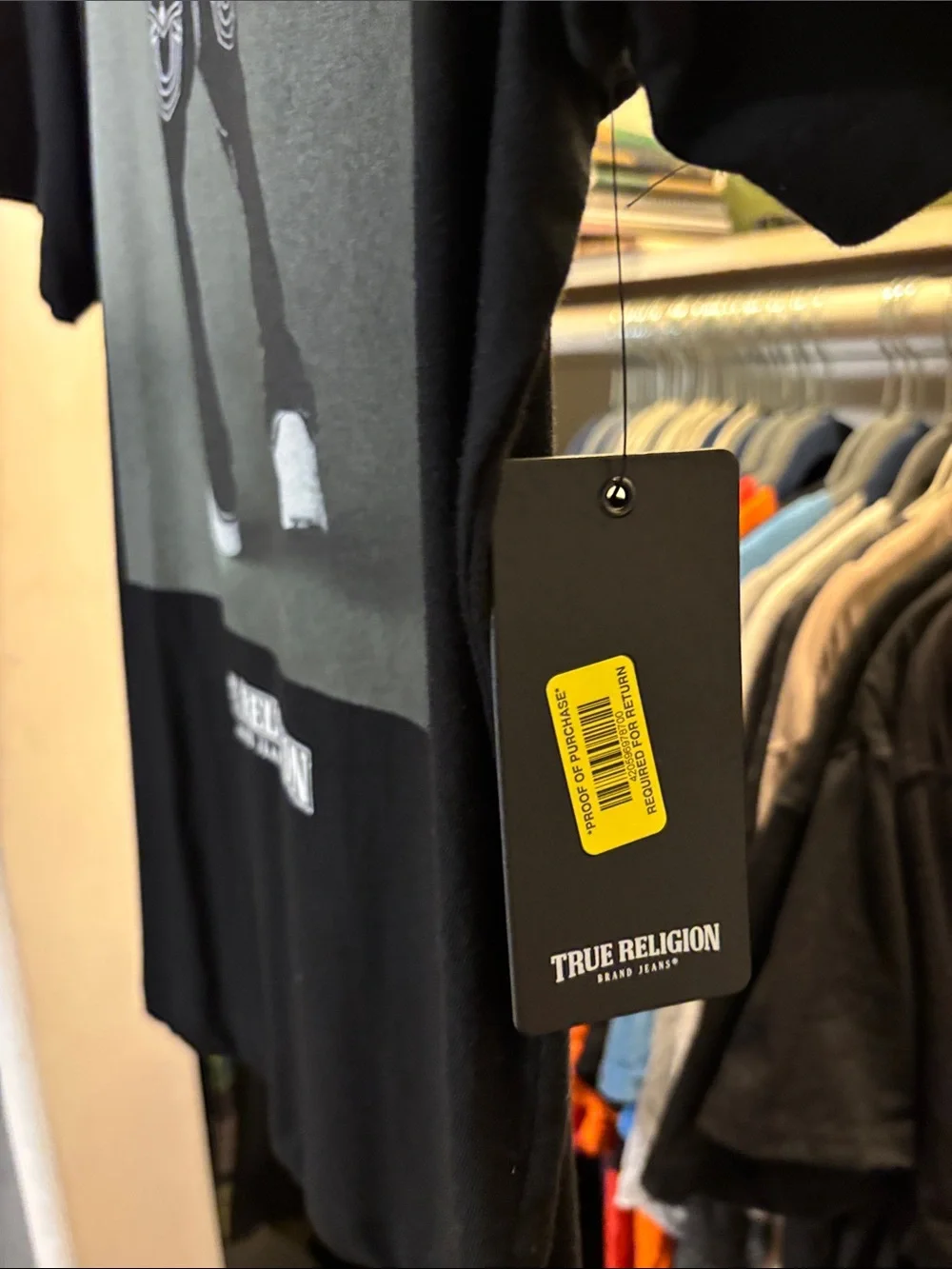 True Religion Black Tee with White Neck Logo